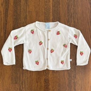 bella bliss White Cardigan with Strawberry Embroidery